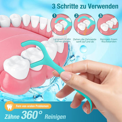 Dental Floss 340er Packung Interdental Sticks Y-förmiges Design Blaugrün