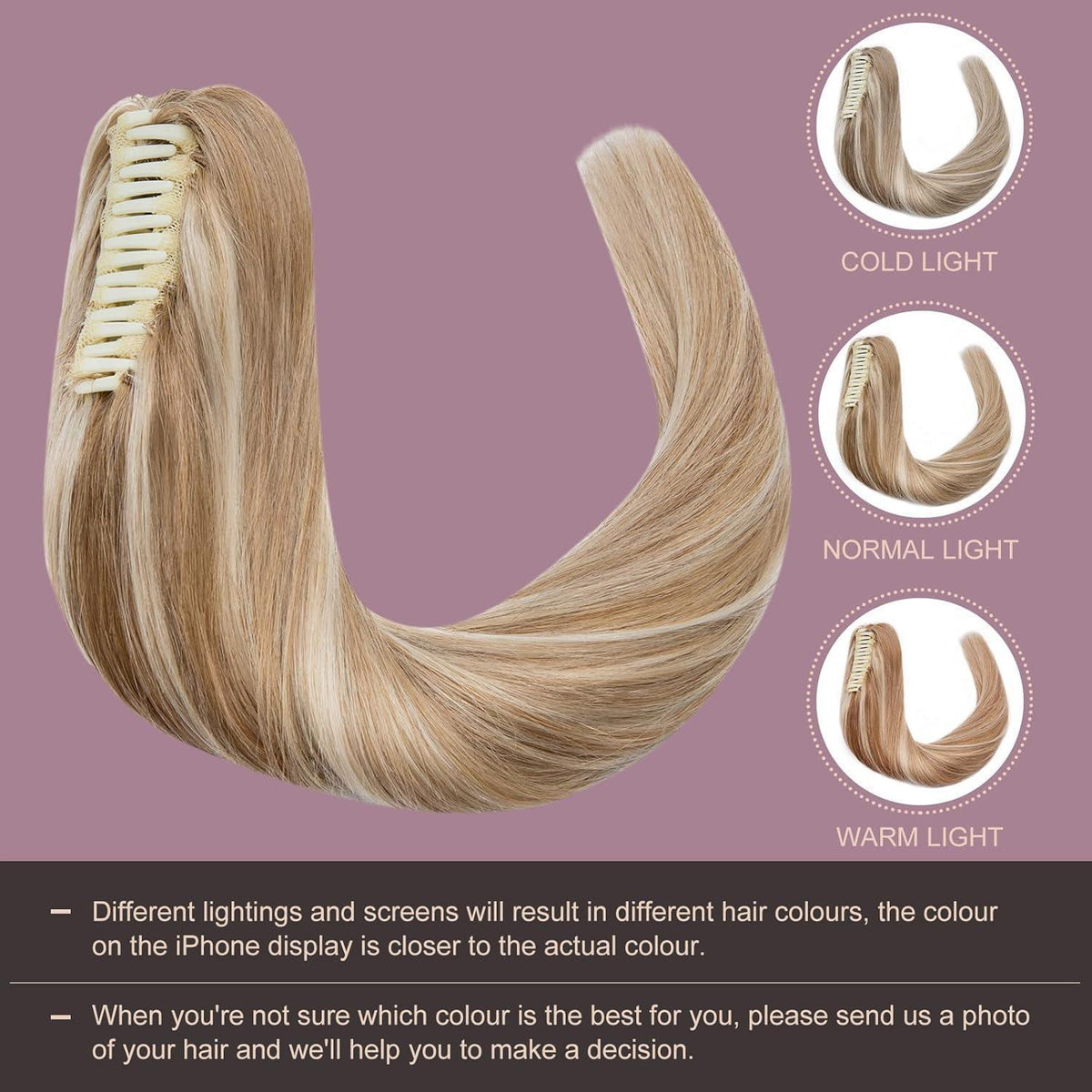 Remy Echthaar Pferdeschwanz Zopf #12/613 Goldbraun Blond