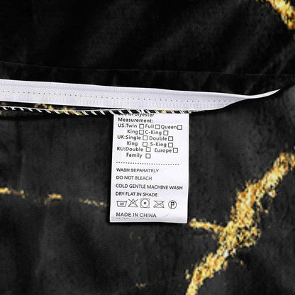 Marmor Bettwäsche Set Schwarz Gold 135x200 cm Mikrofaser