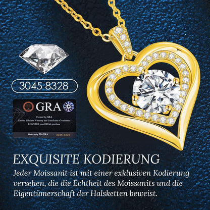 Silber Herz Halskette Damen Moissanite vergoldet