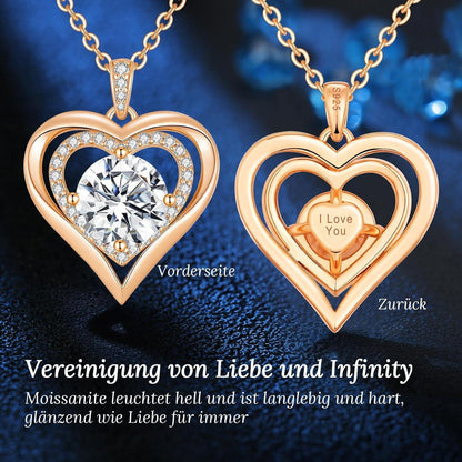 Silber Herz Halskette Damen Moissanite 2 Karat Rosé Vergoldet