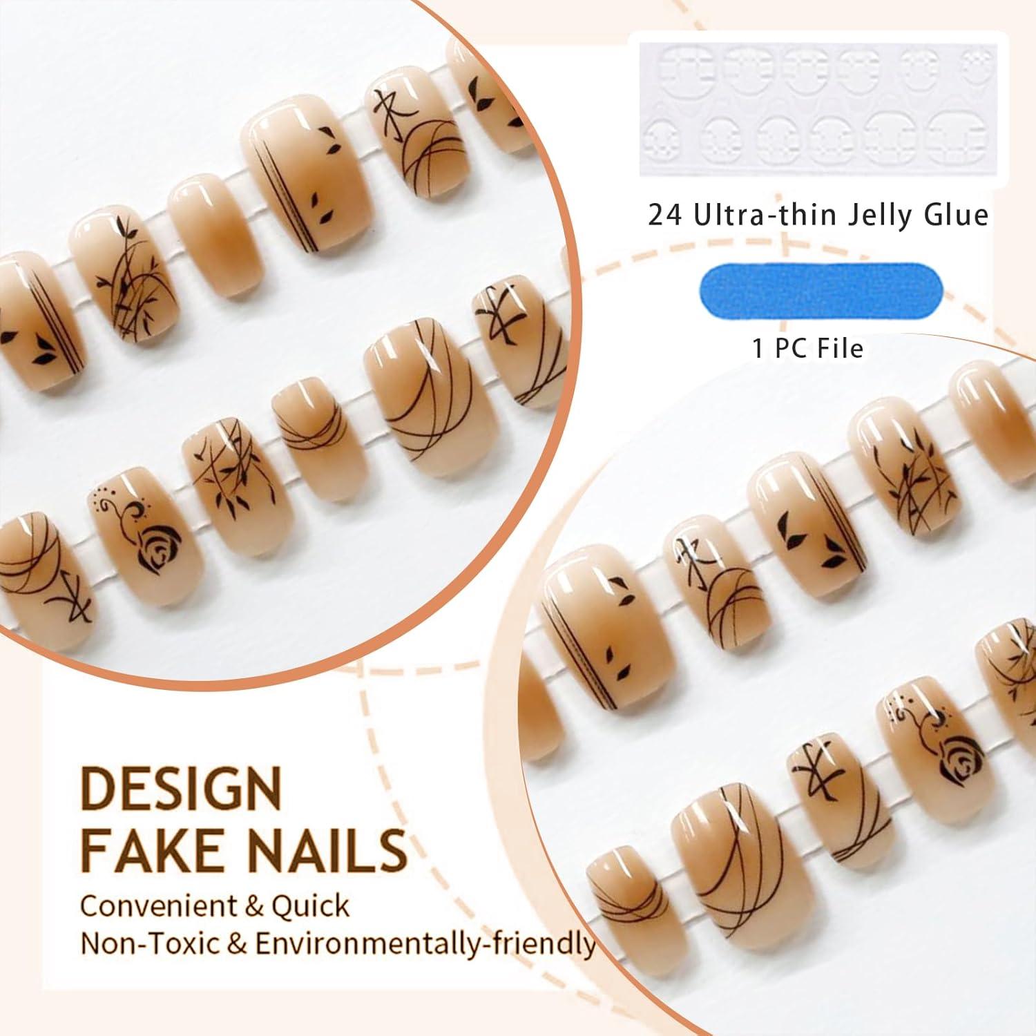 Rosa Chinesischer Stil Press on Nails 30 Stück