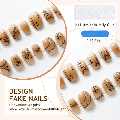 Rosa Chinesischer Stil Press on Nails 30 Stück