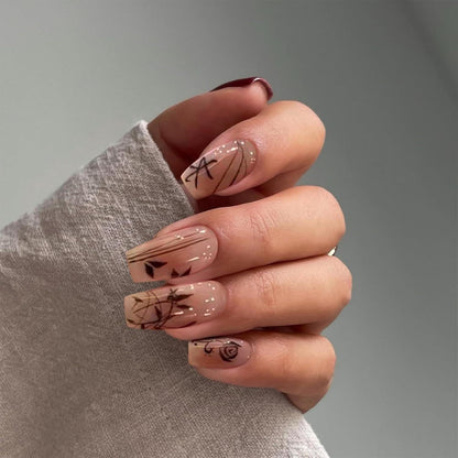 Rosa Press on Nails Mittel Chinesischer Stil Akrylnägel 30 Stück