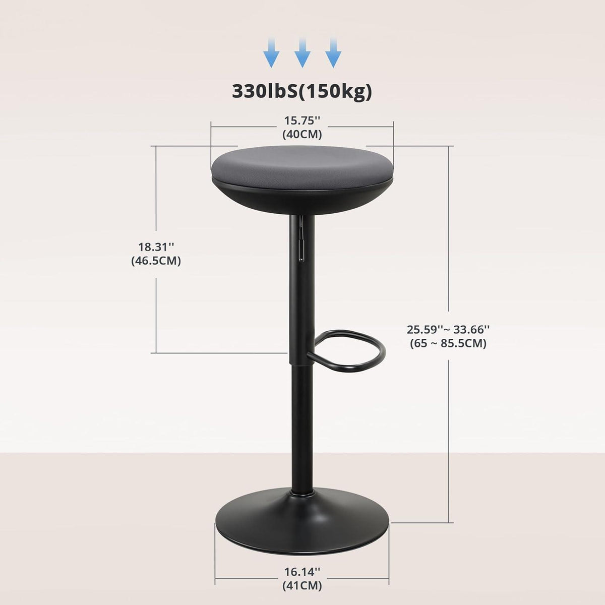 Ergonomischer Stehhocker höhenverstellbar 360° drehbar Grau