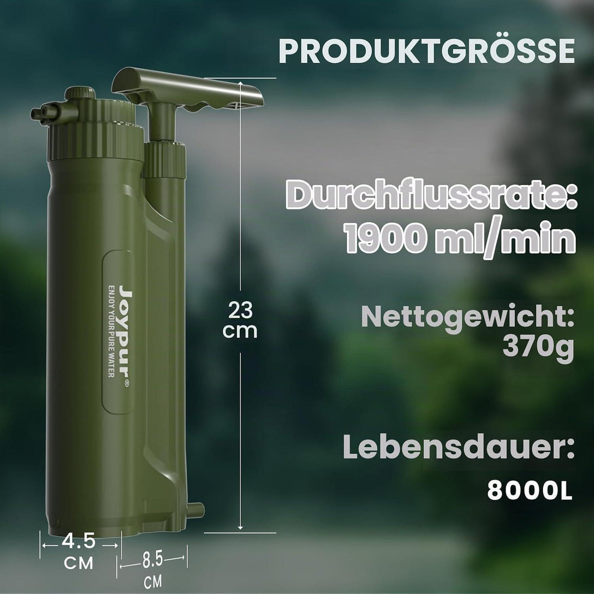 Wasserfilter Outdoor Survival – 8000L Kapazität, Grün