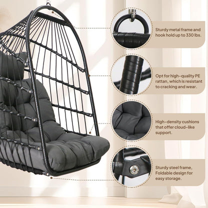 Hängesessel mit Ständer & Kissen – Faltbar, Indoor & Outdoor