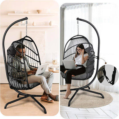 Hängesessel mit Ständer & Kissen – Faltbar, Indoor & Outdoor