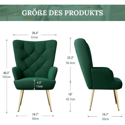 2er-Set Sessel mit Metallbeinen, Grün
