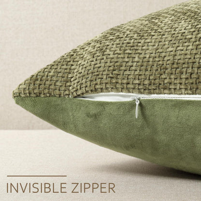 2x Kissenbezug 40x40 Olivgrün - Chenille Sofakissen