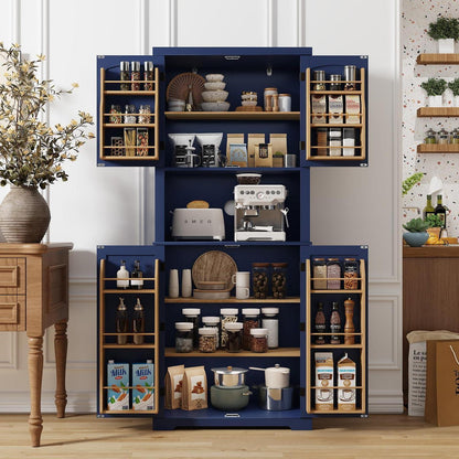 Blauer Küchenschrank mit Arbeitsplatte & Regalen – Esszimmerbuffet