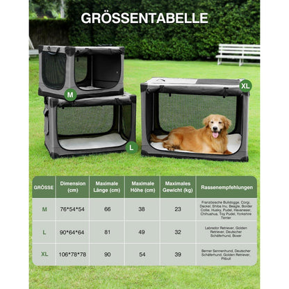 Faltbare Hundebox für mittelgroße Hunde – Grau, 106x78x78cm