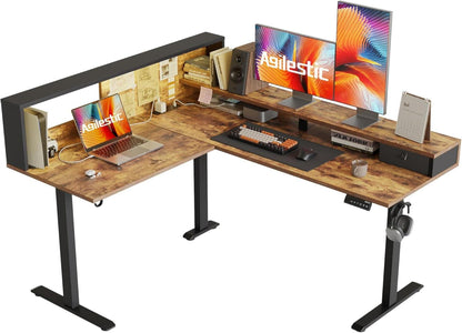 Agilestic L-förmiger Stehschreibtisch mit LED-Licht