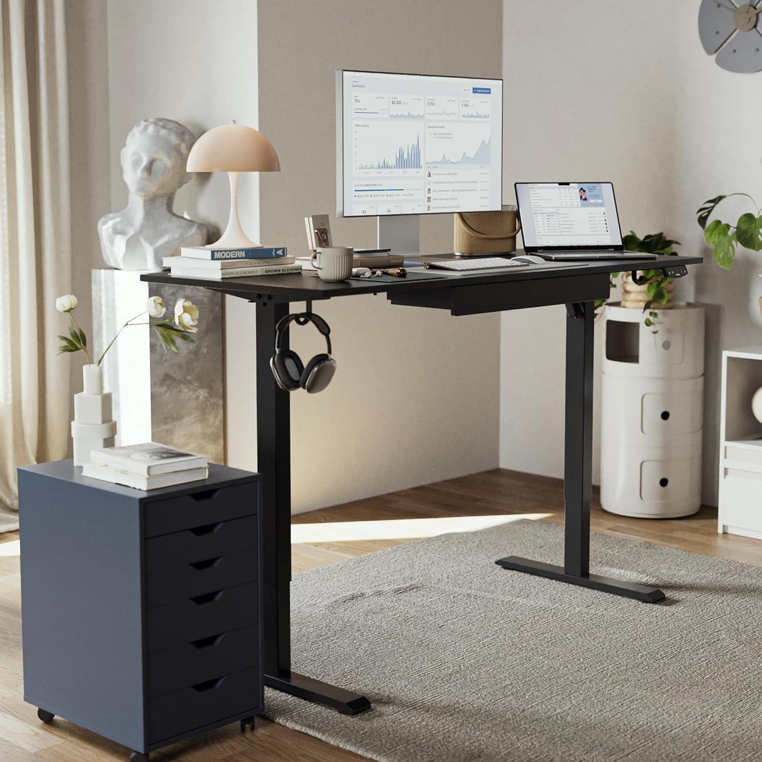 Elektrischer Stehschreibtisch mit Schublade Schwarz 120 * 60