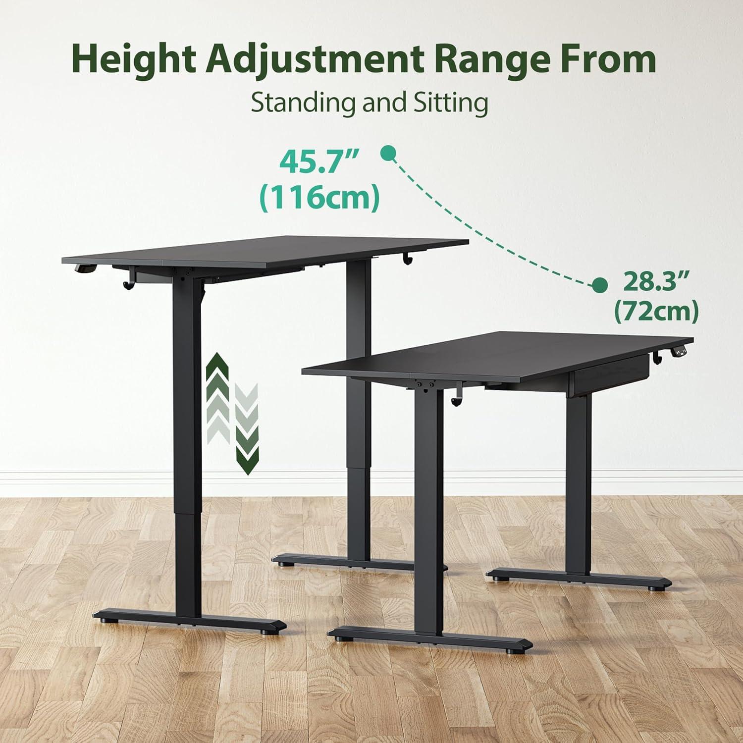Elektrischer Stehschreibtisch höhenverstellbar mit Schublade 120x60