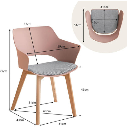 Skandinavische Esszimmerstühle 8er-Set mit Armlehnen Rosa