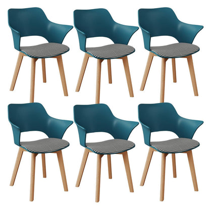 6 Esszimmerstühle Modern Nordic Blau mit Armlehnen