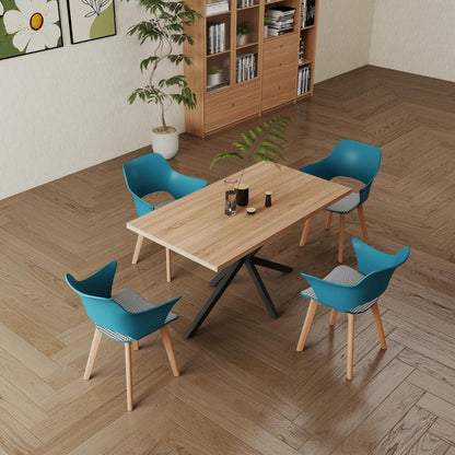 6 Esszimmerstühle Modern Nordic Blau mit Armlehnen