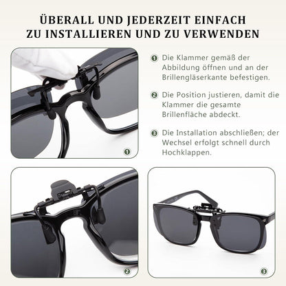 Clip-On Polarisierte Sonnenbrille UV400 - Ideal für Outdoor (60mm X
