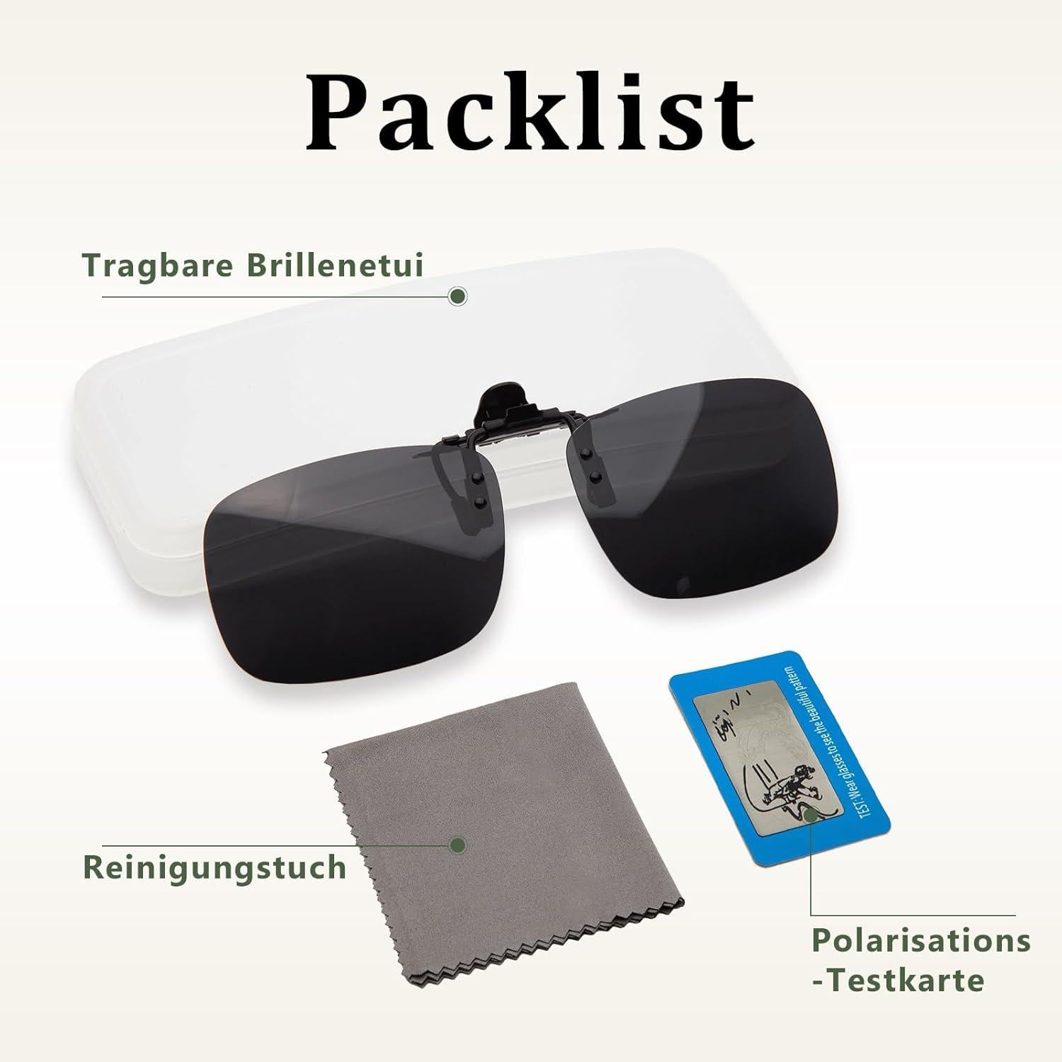 Clip-On Sonnenbrille Polarisiert UV400 Schutz Outdoor-Aktivitäten 60mm X 43mm