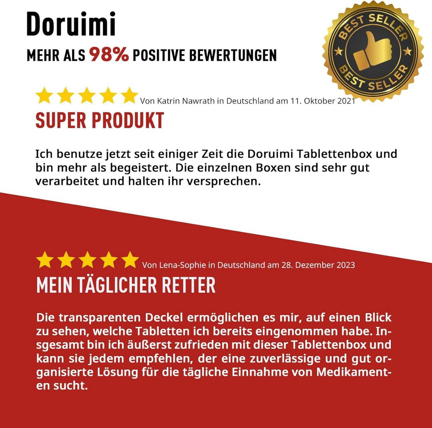 Tablettenbox 7 Tage Medikamentenbox Vitamine Fischöl BPA frei - Schwarz