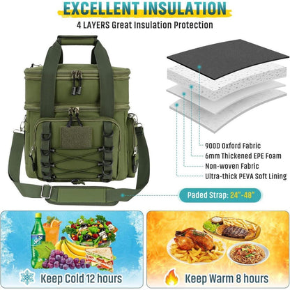TEUEN Kühltasche 20L Doppeldecker Lunchtasche wasserdicht