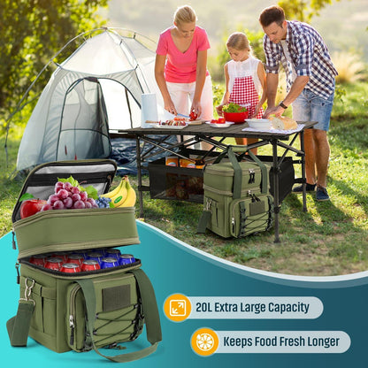 TEUEN Kühltasche 20L Doppeldecker Lunchtasche wasserdicht