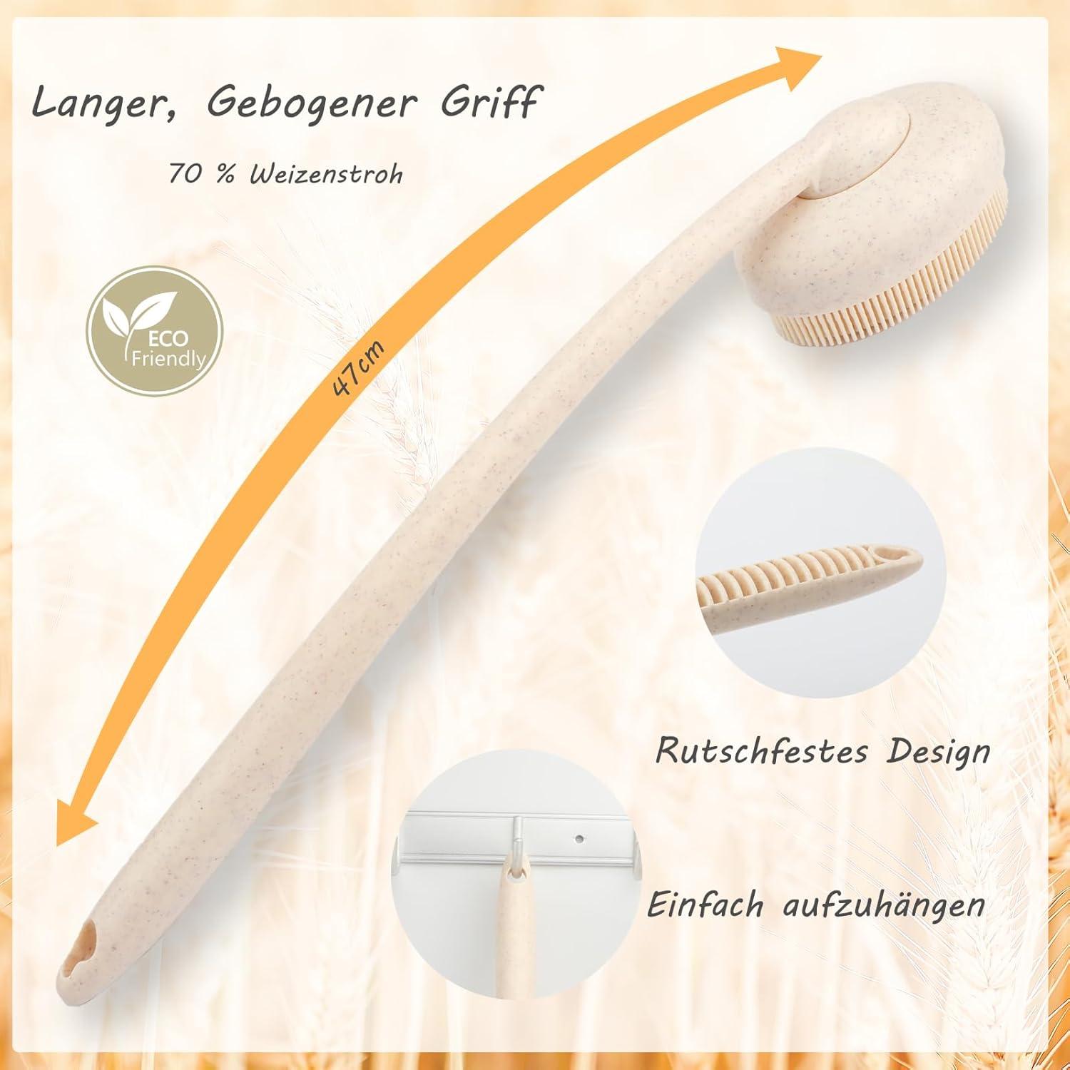 3-in-1 Silikon Körper-Rückenschrubber mit Langem Griff und 3