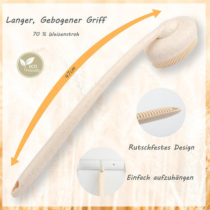 3-in-1 Silikon Körper-Rückenschrubber mit Langem Griff und 3