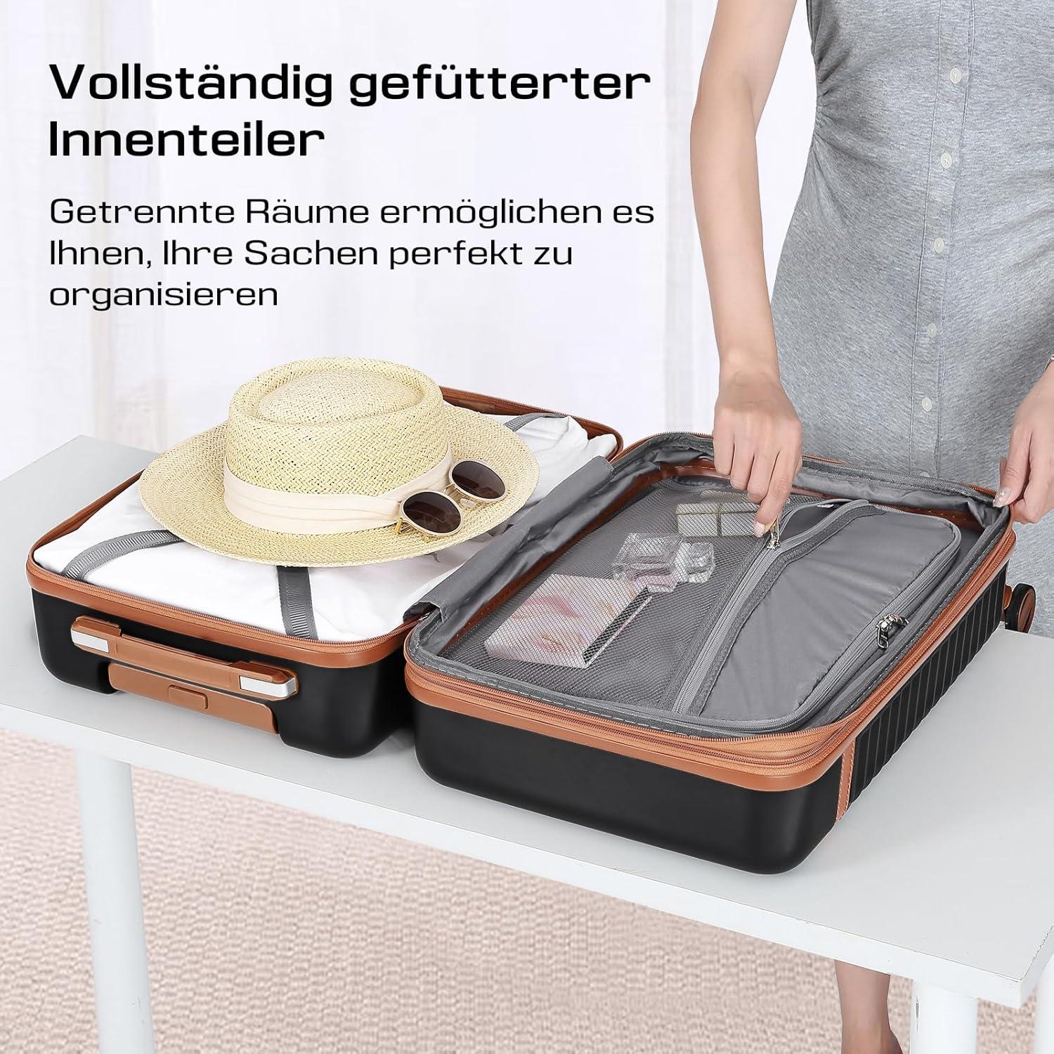 ABS Hartschalen Koffer Trolley Set mit 4 Rollen TSA Schloss Schwarz M