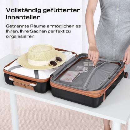 ABS Hartschalen Koffer Trolley Set mit 4 Rollen TSA Schloss Schwarz M