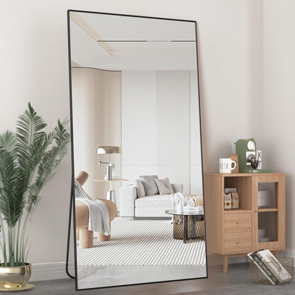 Großer Standspiegel 193x86cm – Schwarz, Boden Spiegel für Schlafzimmer