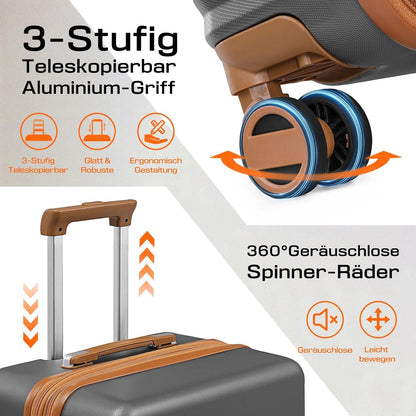 Joyway Koffer Trolley ABS Hartschalen 4 Rollen TSA Schloss Grau M