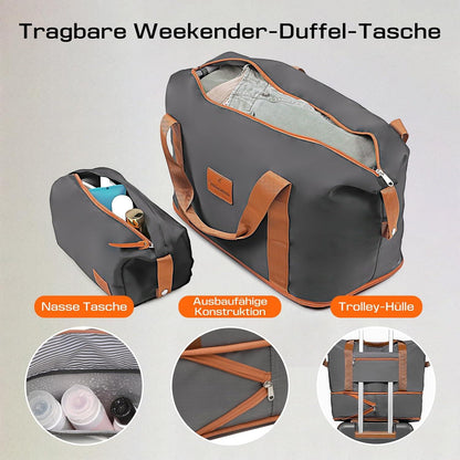 Joyway ABS Hartschalen Koffer Trolley 4 Rollen TSA Schloss Erweiterbar Grau