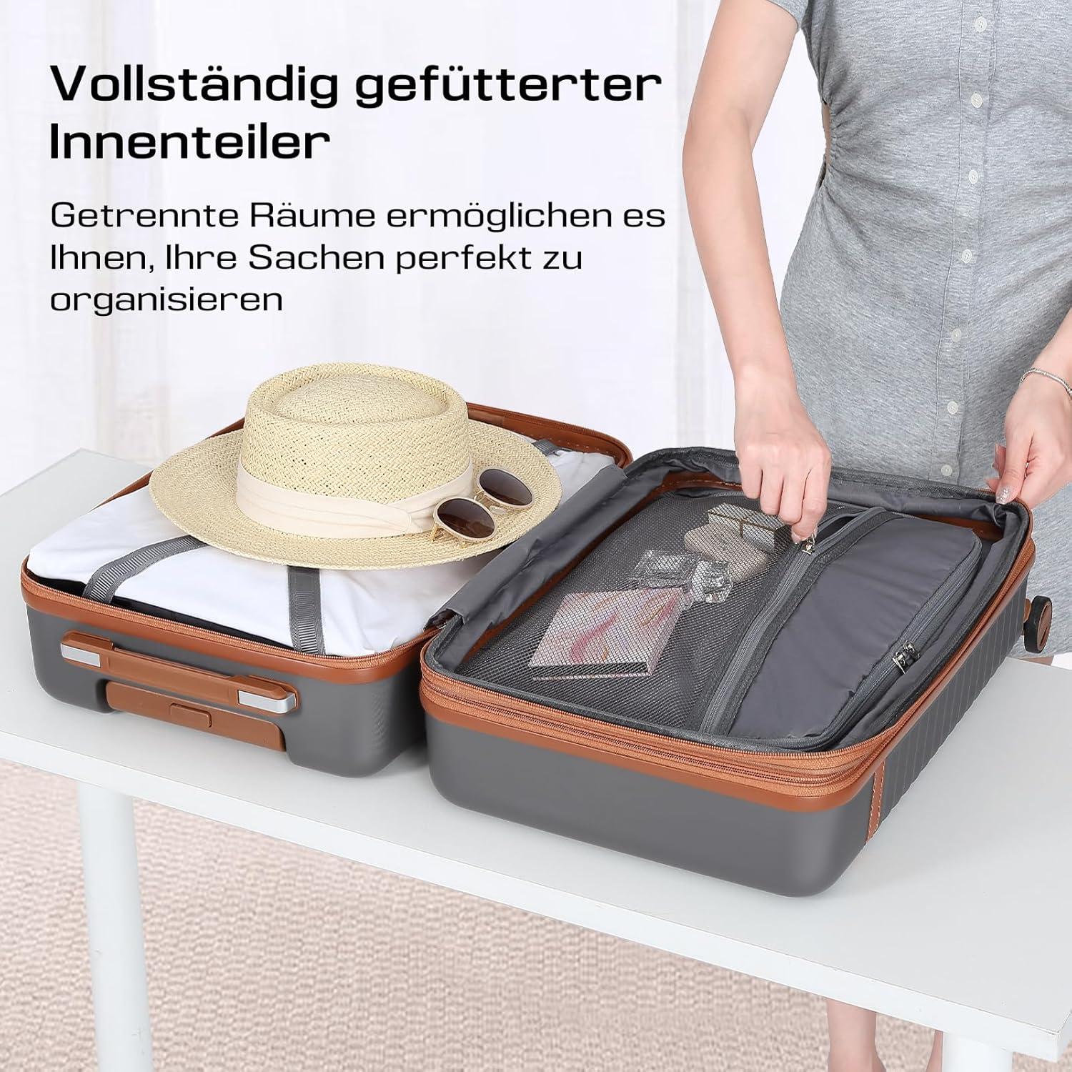 Joyway Koffer Trolley ABS Hartschalen 4 Rollen TSA Schloss Grau M