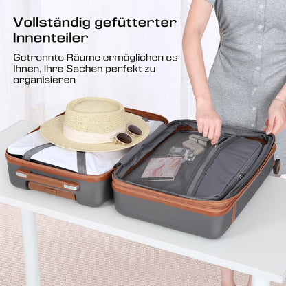 Joyway Koffer Trolley ABS Hartschalen 4 Rollen TSA Schloss Grau M