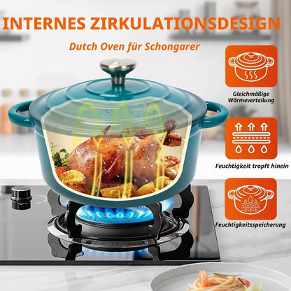 7-teiliges Emaille Gusseisen Kochgeschirr Set mit Dutch Oven