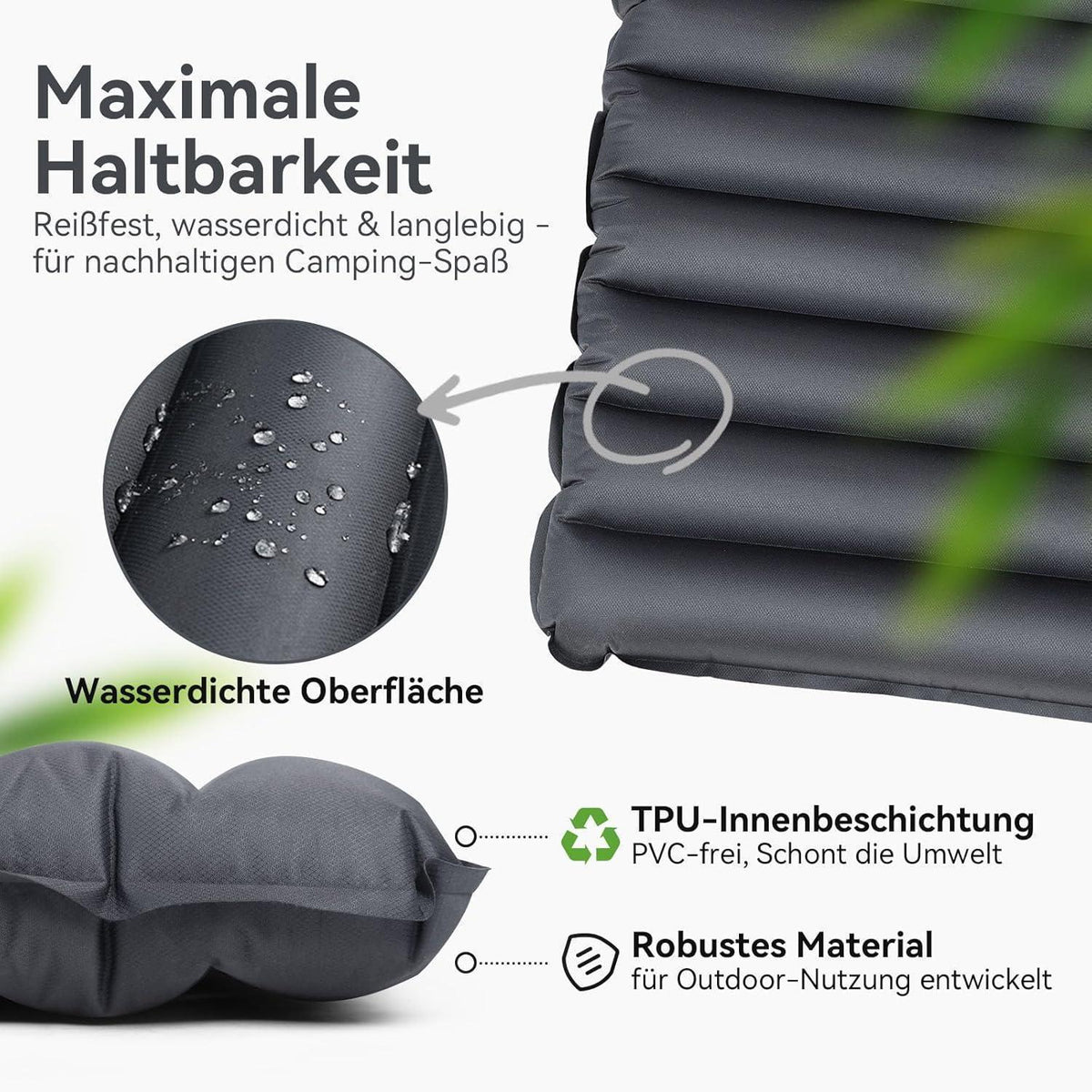 Doppel Isomatte 120x200cm Aufblasbar mit Fußpumpe Navyblau Grau