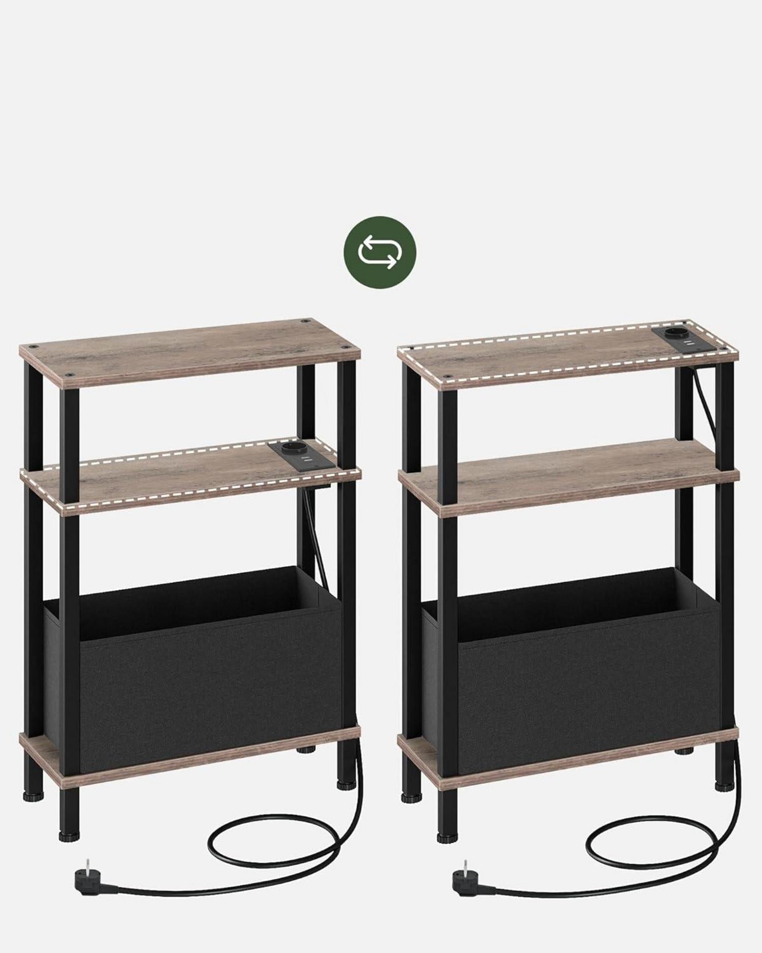 3-stufiger schmaler Beistelltisch Ladestation Schlafzimmer Wohnzimmer Büro