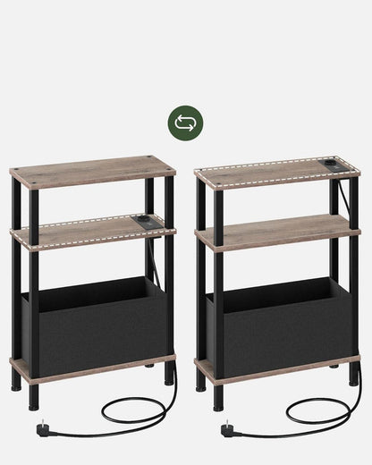 3-stufiger schmaler Beistelltisch Ladestation Schlafzimmer Wohnzimmer Büro