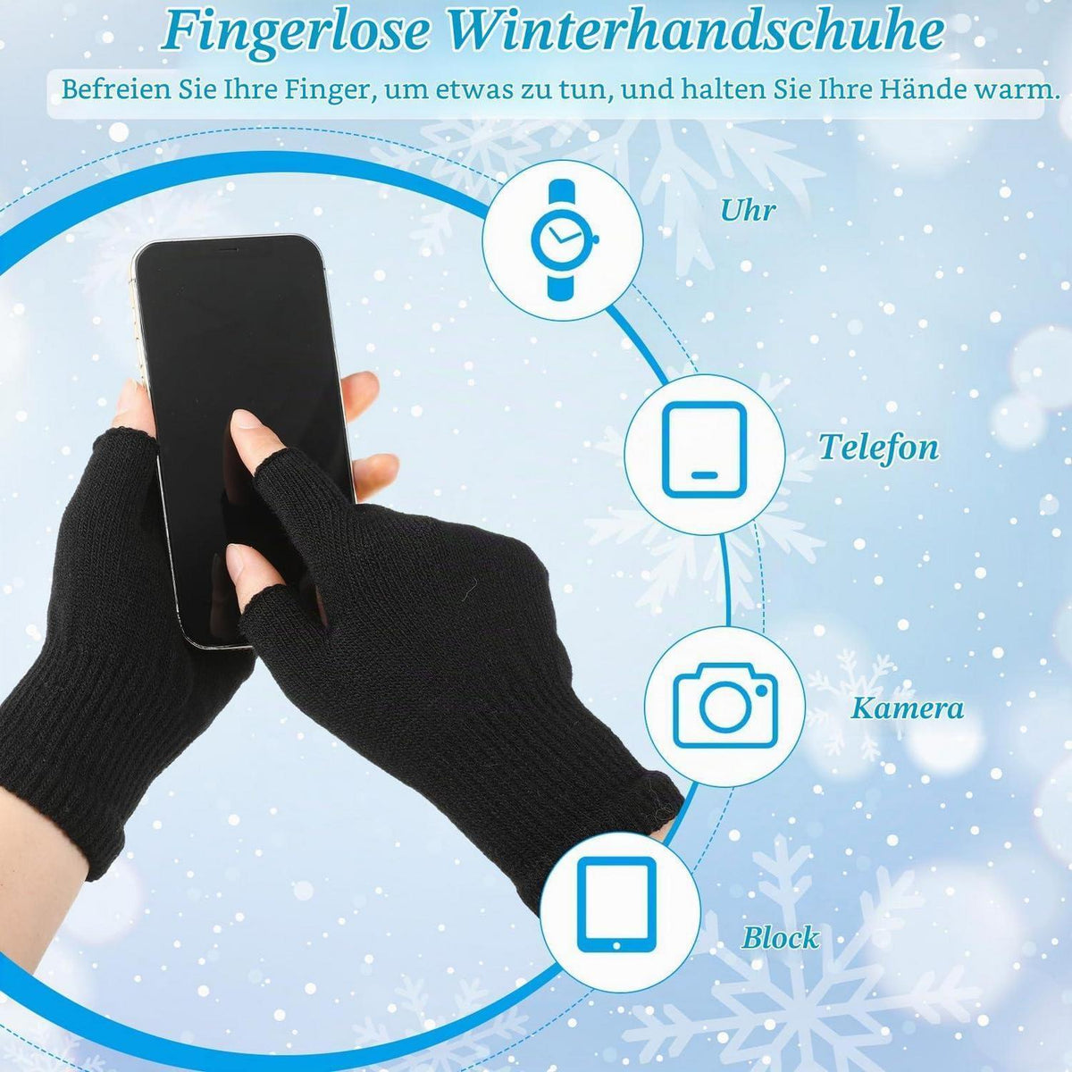 Fingerlose Handschuhe 4 Paar Thermo Strickhandschuhe Winter Damen Herren