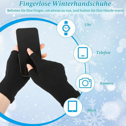Fingerlose Handschuhe 4 Paar Thermo Strickhandschuhe Winter Damen Herren