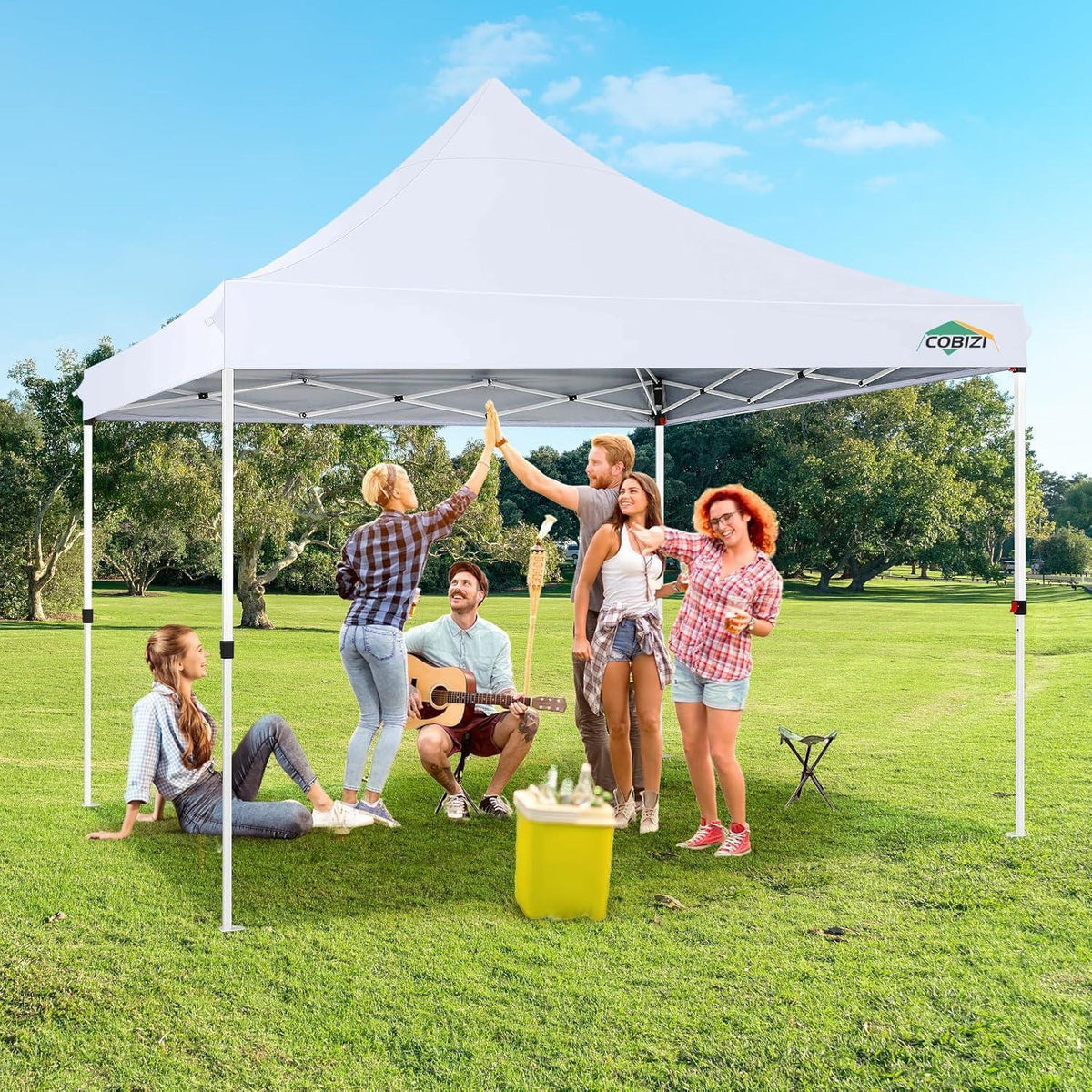 Faltpavillon 3x3m Wasserdicht UV50+ mit 4 Seitenwänden Weiß