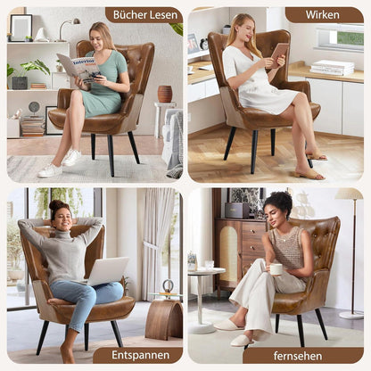 Ohrensessel Braun – Skandinavischer Relaxsessel mit hoher Rückenlehne
