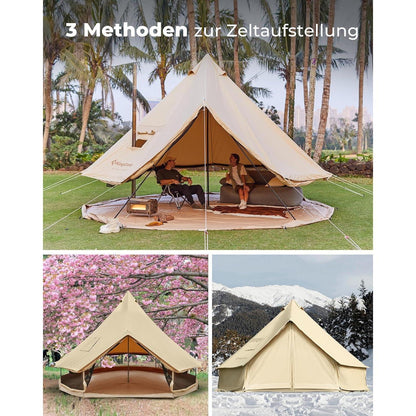 Glampingzelt Baumwolle für 4-6 Personen, wasserdicht, Ganzjahreszelt