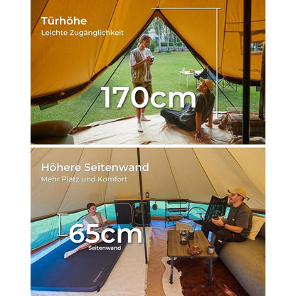 Glampingzelt Baumwolle für 4-6 Personen, wasserdicht, Ganzjahreszelt
