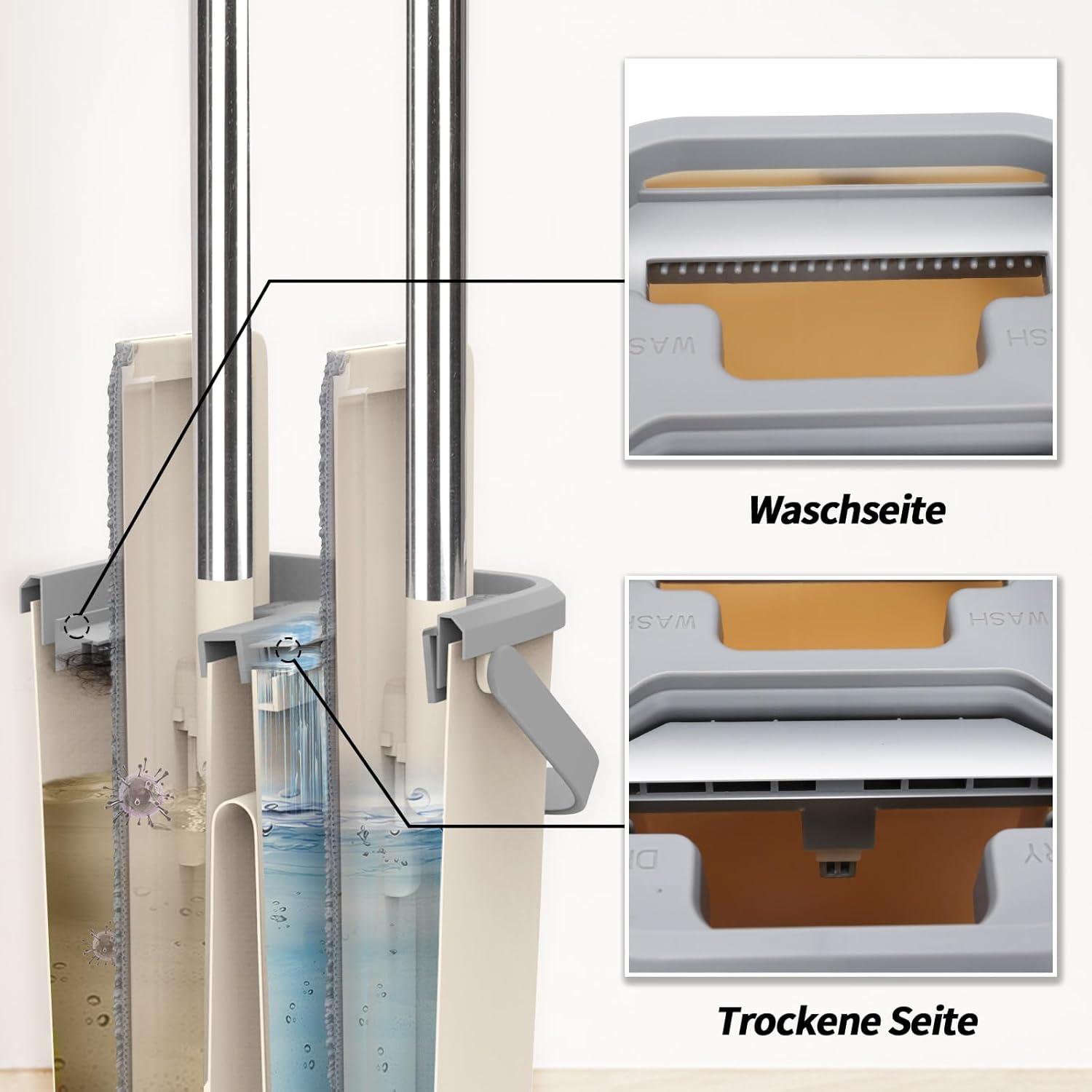 Masthome Wischmopp Set mit Eimer und 3 Mikrofaser Wischpads