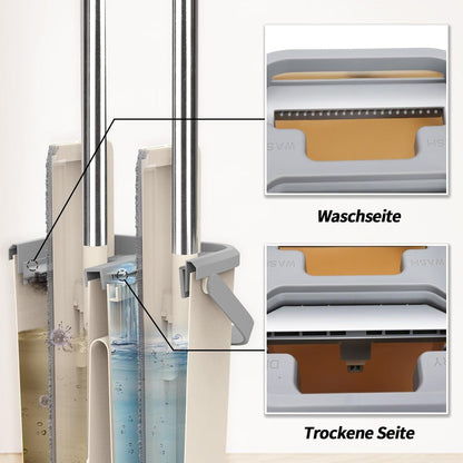 Masthome Wischmopp Set mit Eimer und 3 Mikrofaser Wischpads