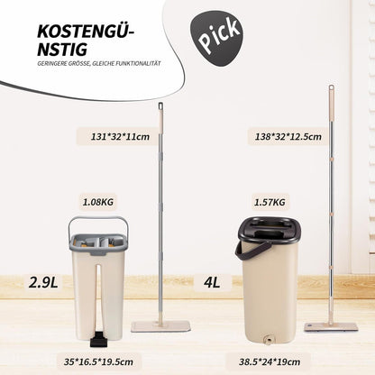 Masthome 2 in 1 Wischmopp Set mit Eimer und 3 Mikrofaser Wischpads