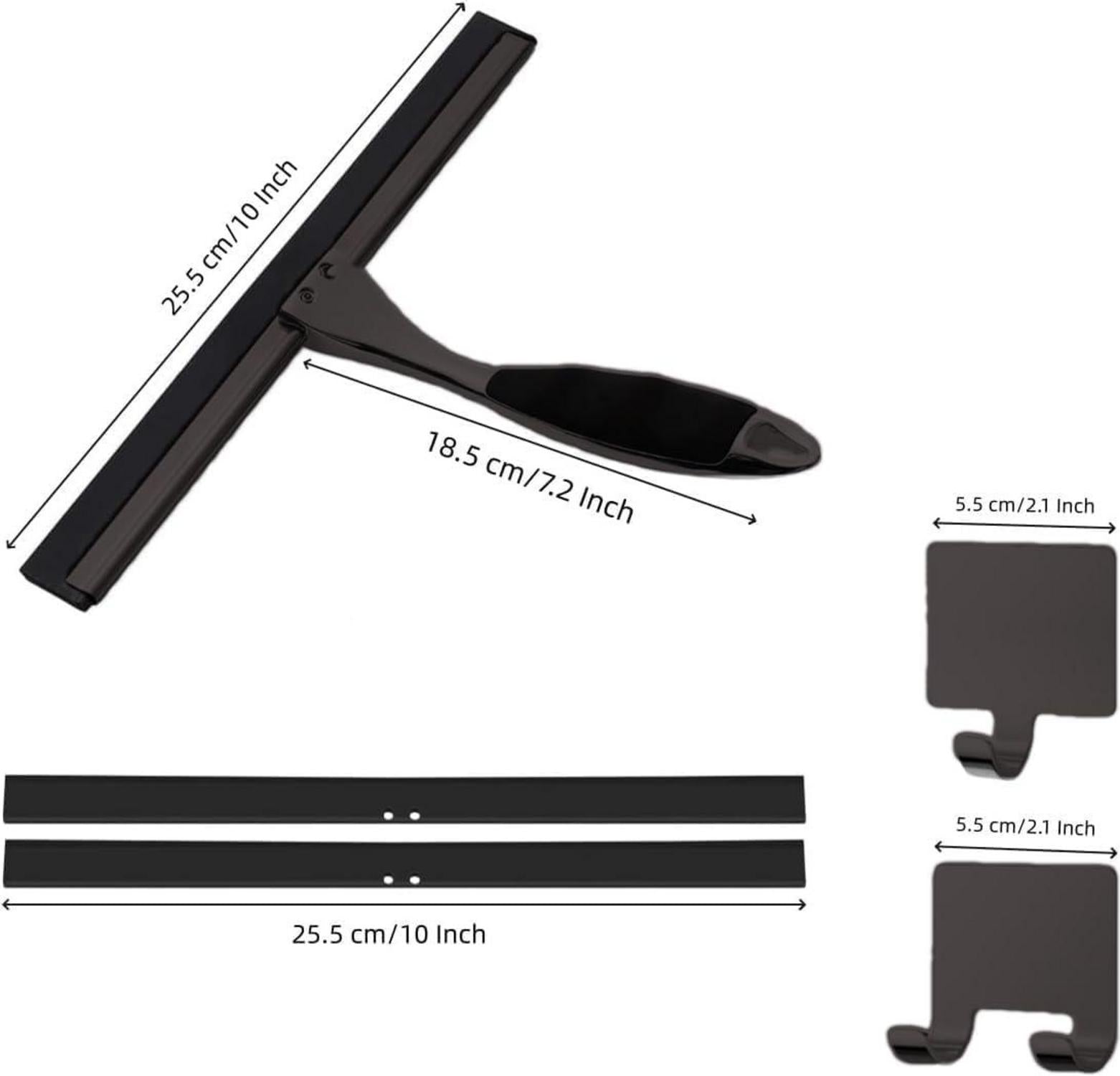 Duschabzieher Schwarz Edelstahl 25 cm Ersatzgummi Halterung für
